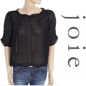 JOIE 100% silk Black Fanny Eyelet Blouse ▪️sz XS